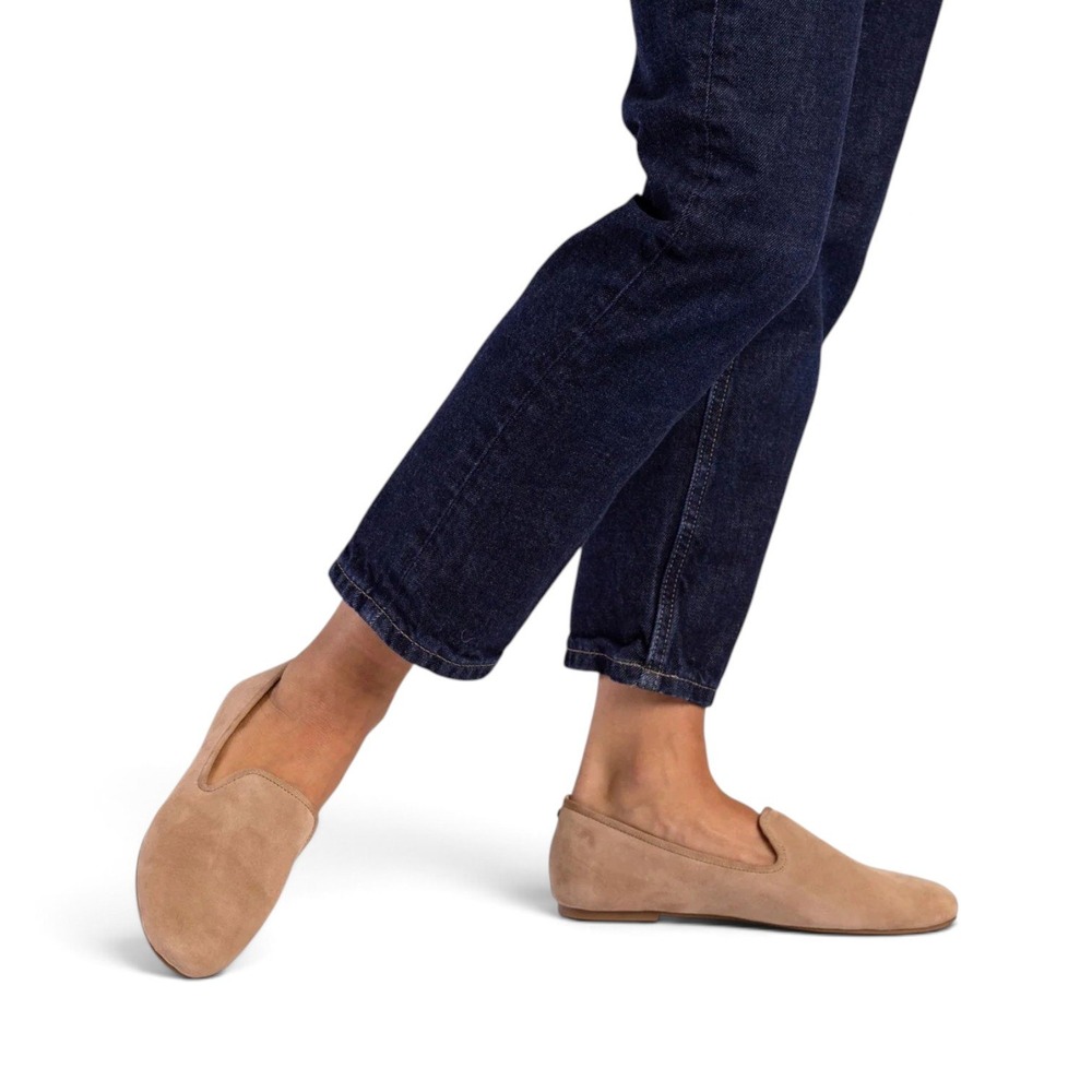 Birdies The Starling Loafer Womens 9 Latte Suede Quilted Satin Insole Slip On